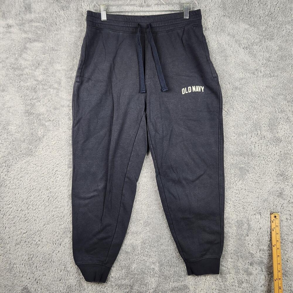 Old Navy Sweatpants Mens Medium Gray Fleece Jogger Elastic Waist Cuffed Logo